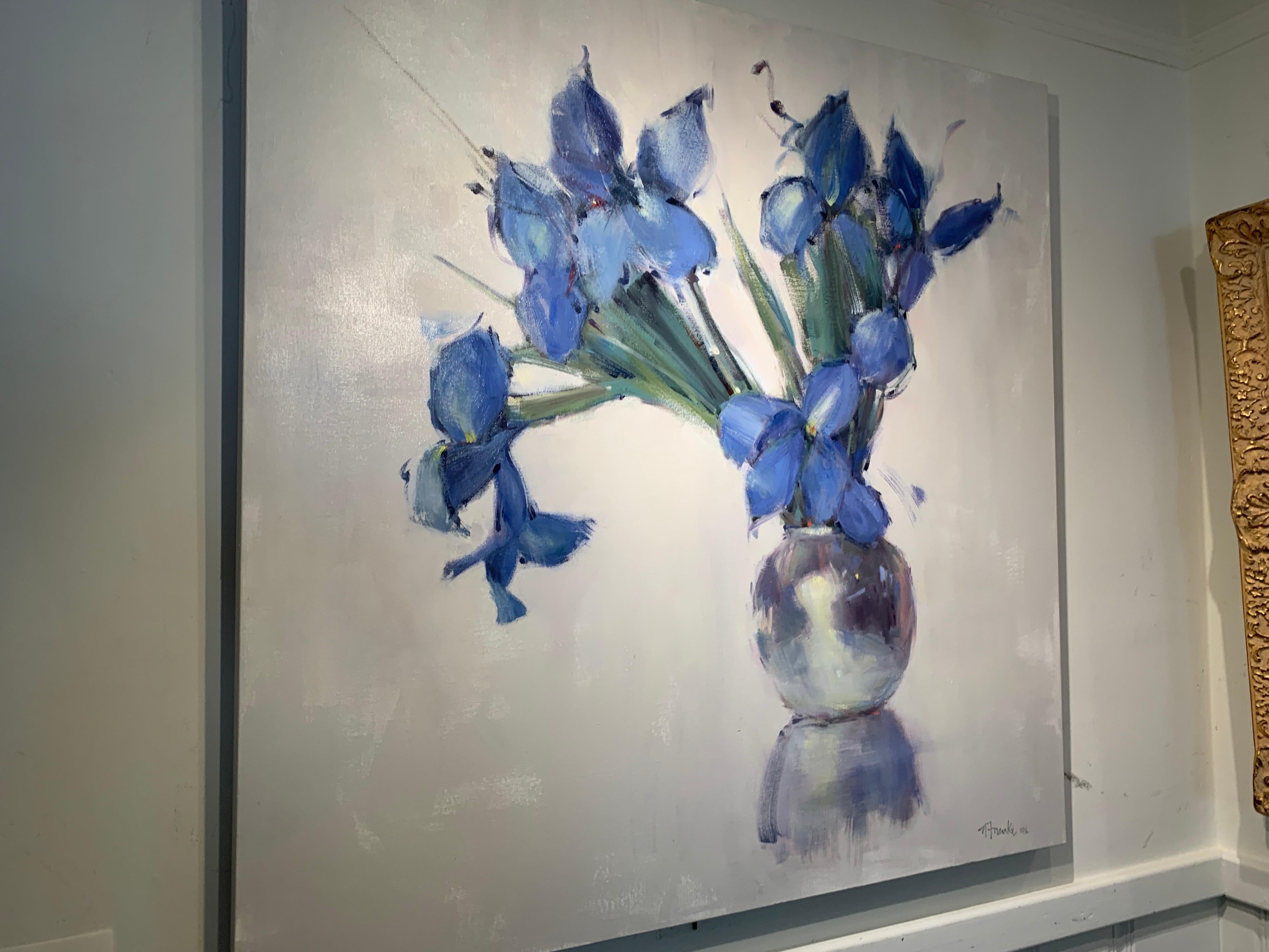 Wild Thing by Nancy Franke, Impressionist Iris Oil Painting on Canvas 2