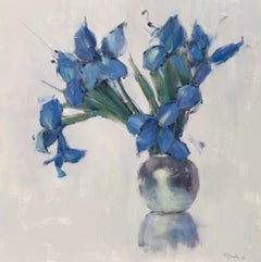 Wild Thing by Nancy Franke, Impressionist Iris Oil Painting on Canvas