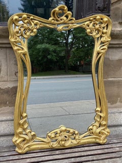 French Art Nouveau Giltwood Mirror