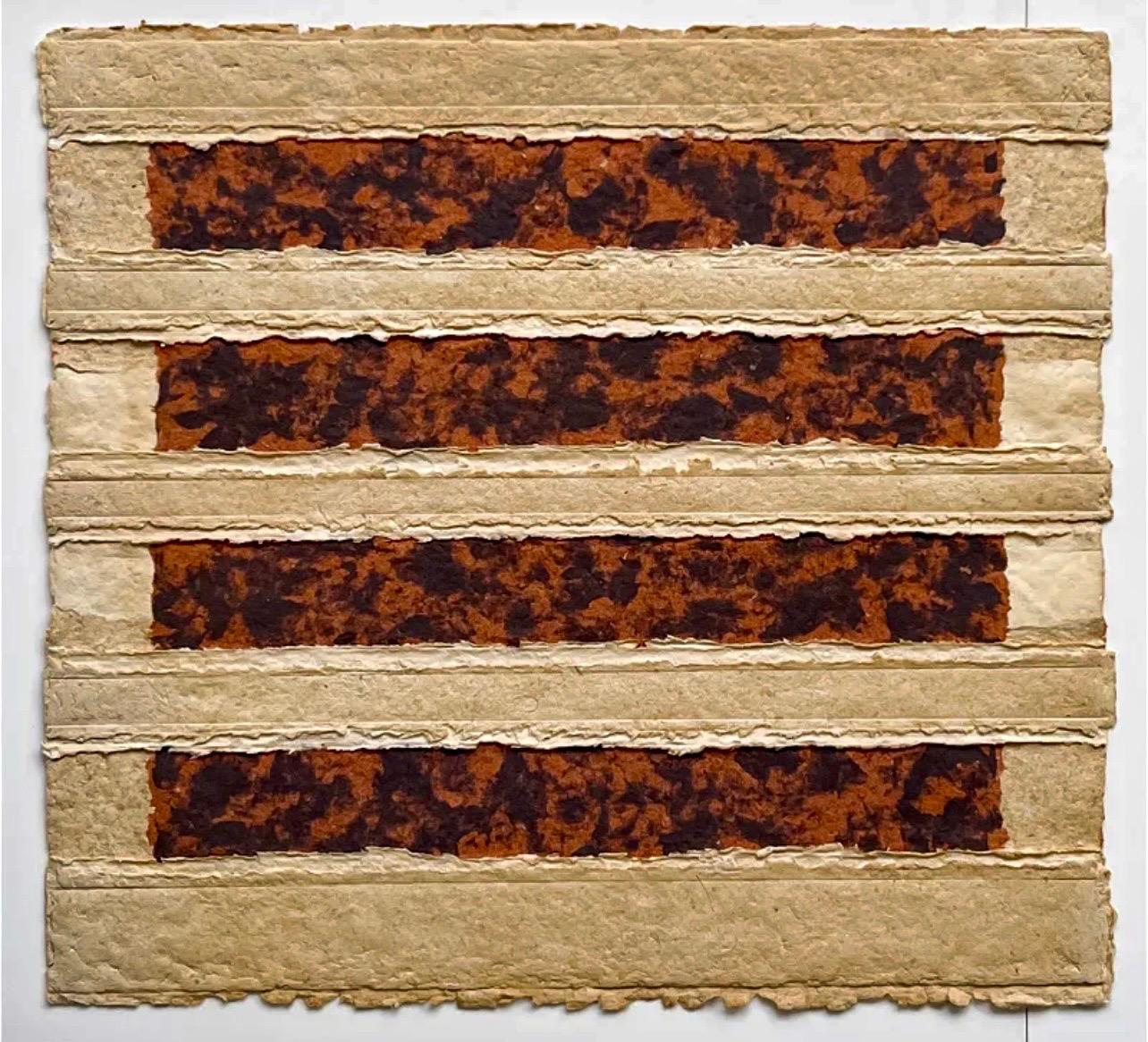 Handmade Paper Collage Sculpture Art Assemblage with String Nancy Genn Modernist For Sale 1