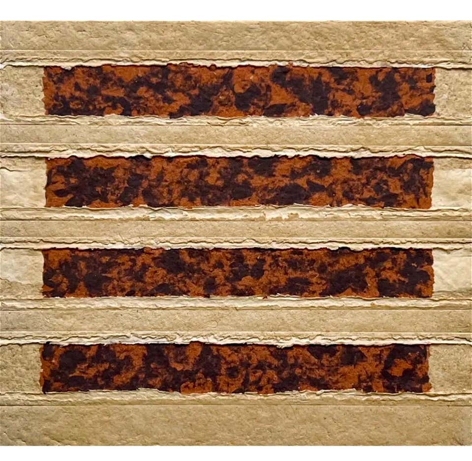 Handmade Paper Collage Sculpture Art Assemblage with String Nancy Genn Modernist