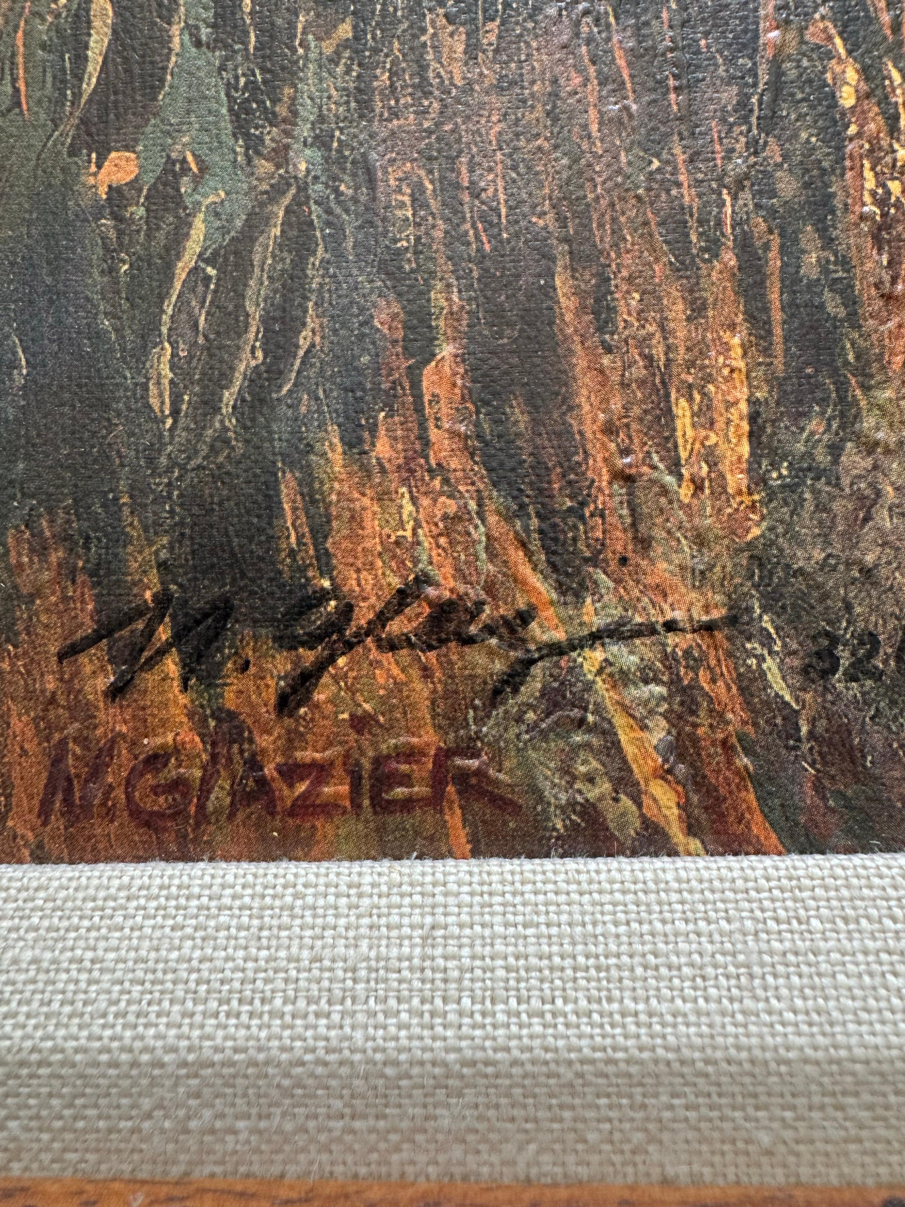 Morgengold, ein traditionelles Gemälde mit Hirschen in einer schönen Landschaft 5