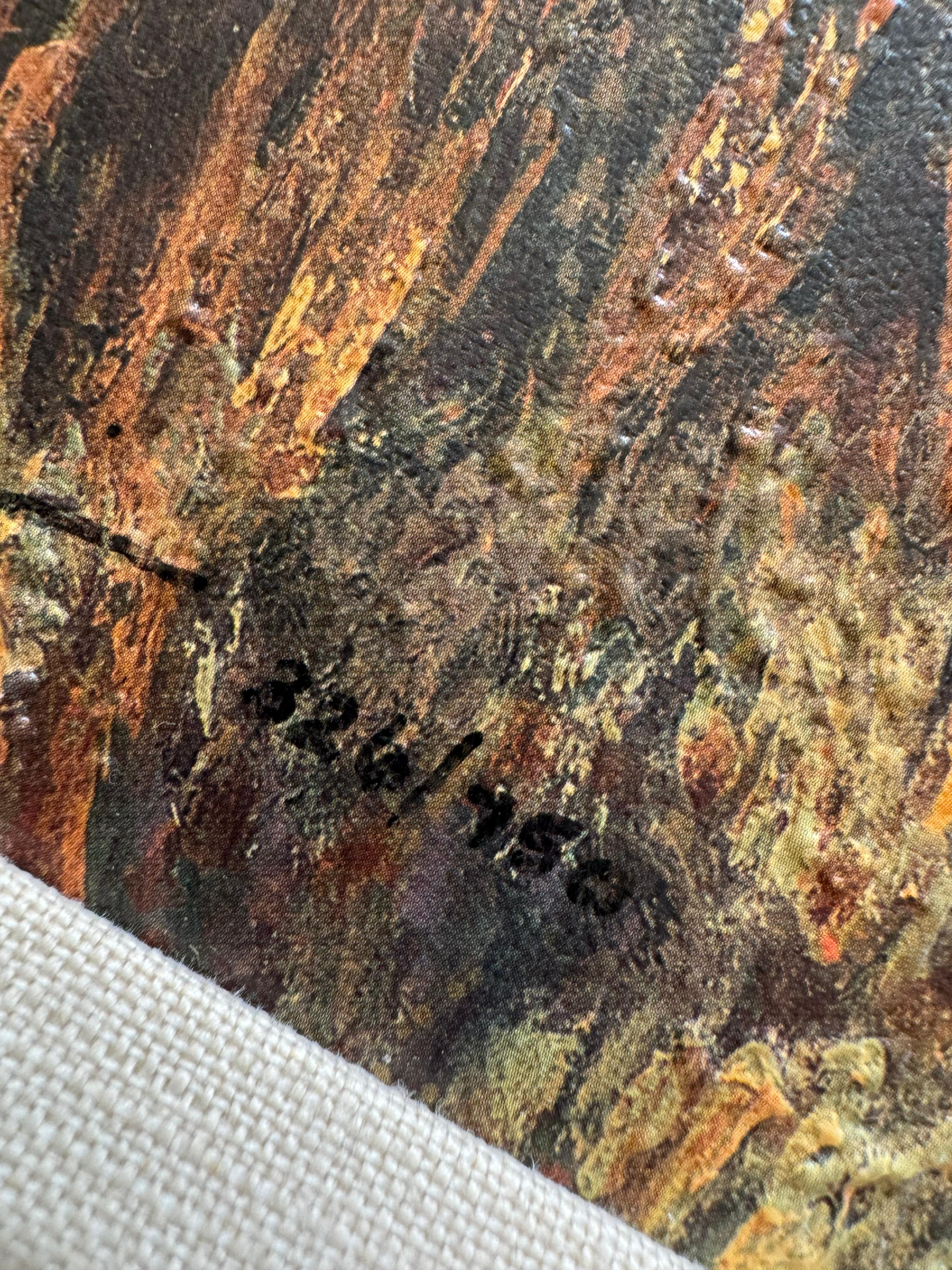 Morgengold, ein traditionelles Gemälde mit Hirschen in einer schönen Landschaft – Print von Nancy Glazier