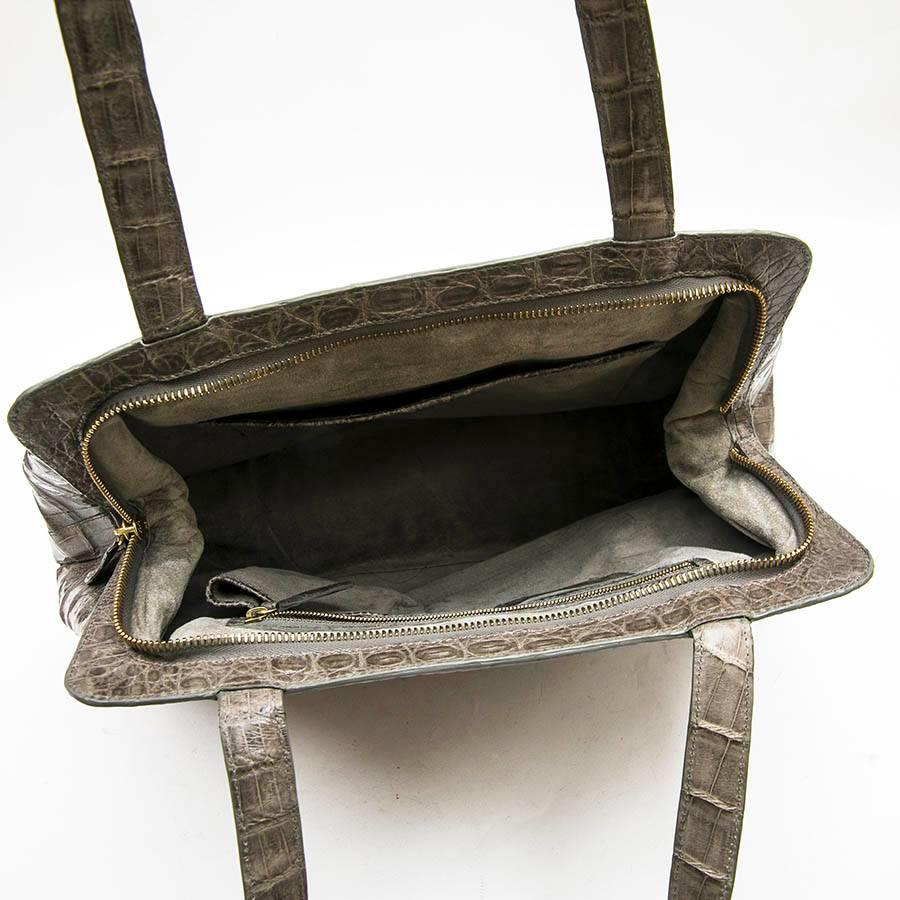 NANCY GONZALES Bag in Gray Corocdile 3