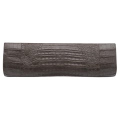 Nancy Gonzales Grey Metallic Leather Clutch Bag Purse Handbag