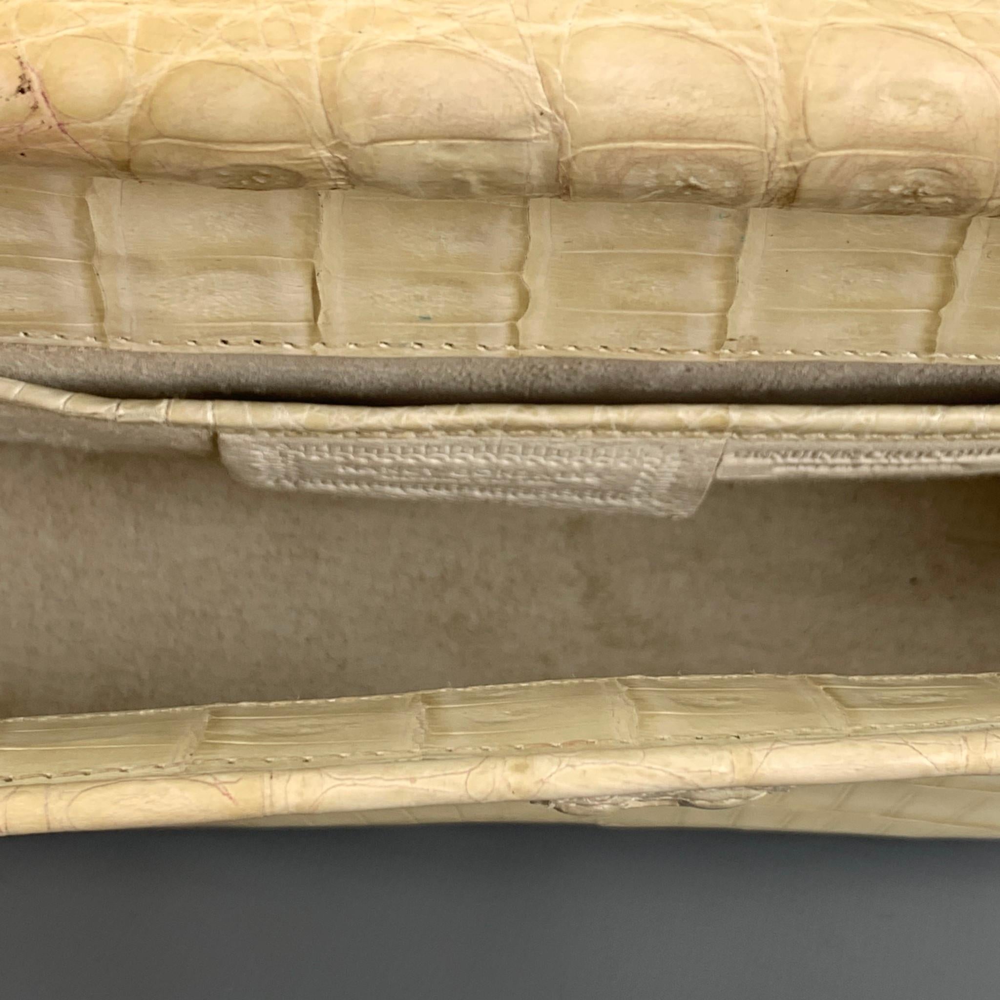 Women's NANCY GONZALEZ Beige Leather Crocodile Clutch Handbag