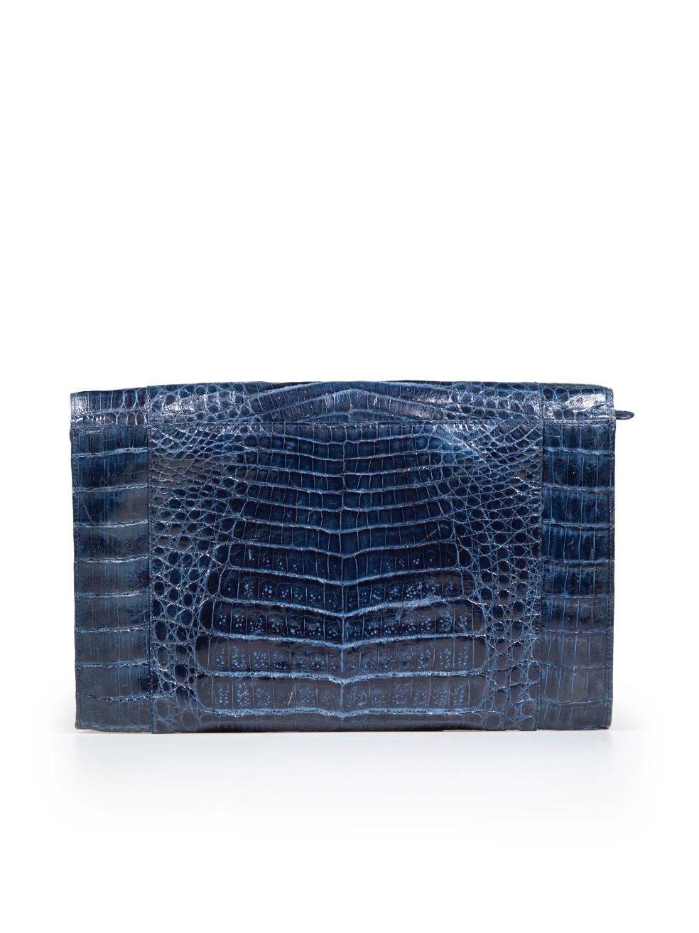 Nancy Gonzalez Blue Crocodile Leather Clutch In Excellent Condition In London, GB