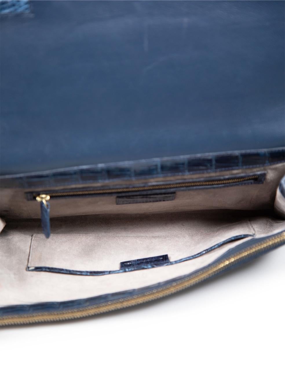 Nancy Gonzalez Blue Crocodile Leather Clutch 1