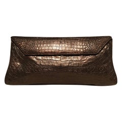 Nancy Gonzalez Bronze Brown Crocodile Clutch