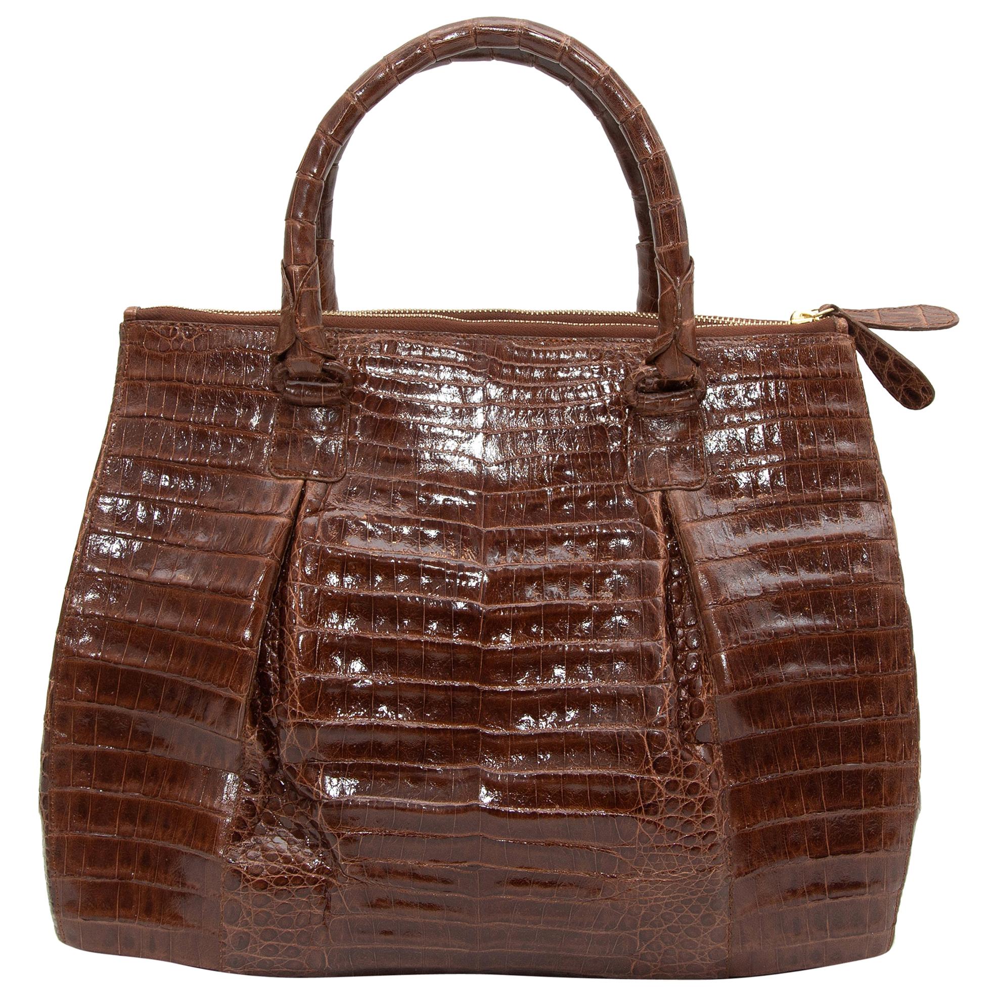 Nancy Gonzalez Brown Alligator Handbag