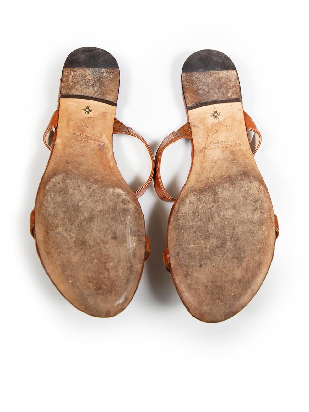 Women's Nancy Gonzalez Brown Croc Leather Strap Sandals Size IT 40