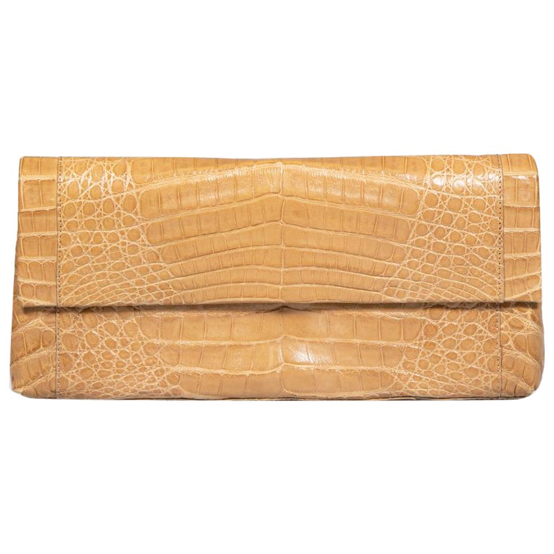 Nancy Gonzalez Brown Crocodile Leather Clutch