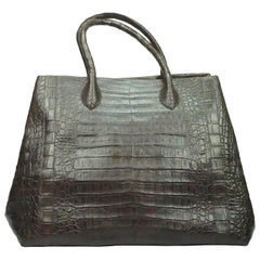 Nancy Gonzalez Brown Crocodile Tote Bag