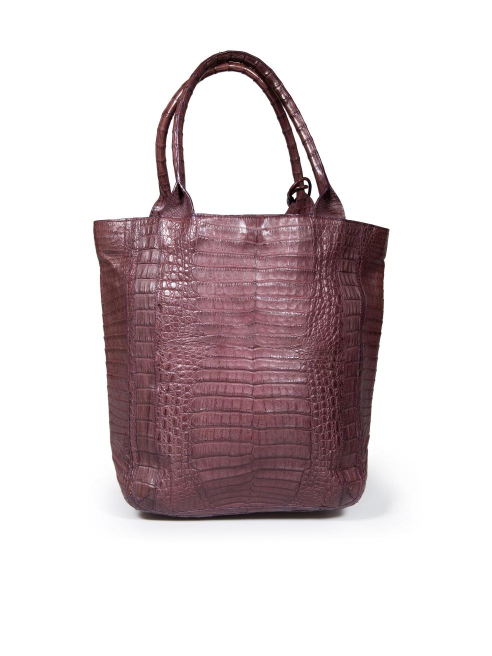 Brown Nancy Gonzalez Burgundy Crocodile Leather Tote Bag