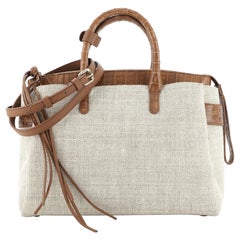 Nancy Gonzalez Cristie Tote Linen with Crocodile Medium