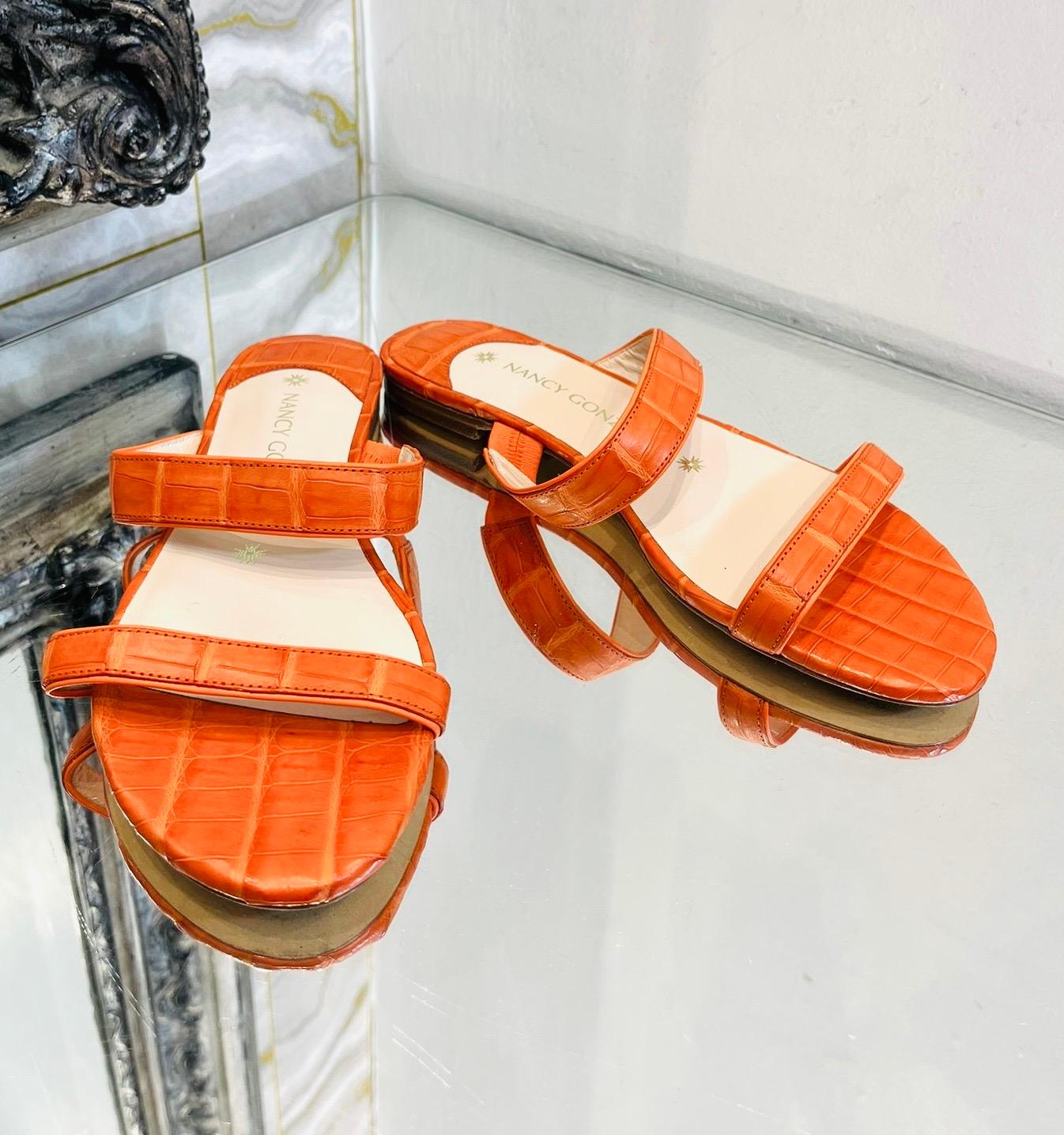 Nancy Gonzalez Crocodile Skin Sandals In Excellent Condition For Sale In London, GB