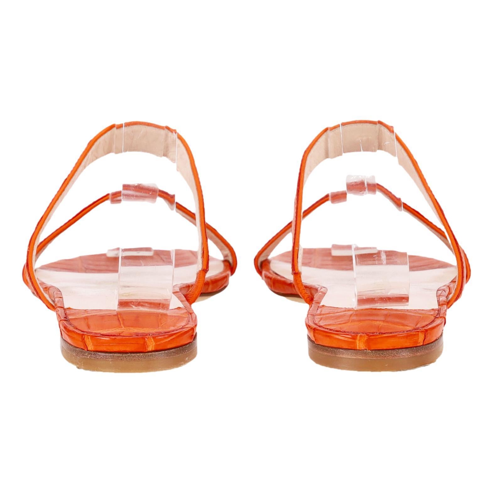 Blanc Nancy Gonzalez Sandales en peau de crocodile en vente