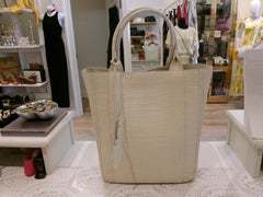 Borsa tote in coccodrillo di Nancy Gonzalez, BIANCO CREMOSO