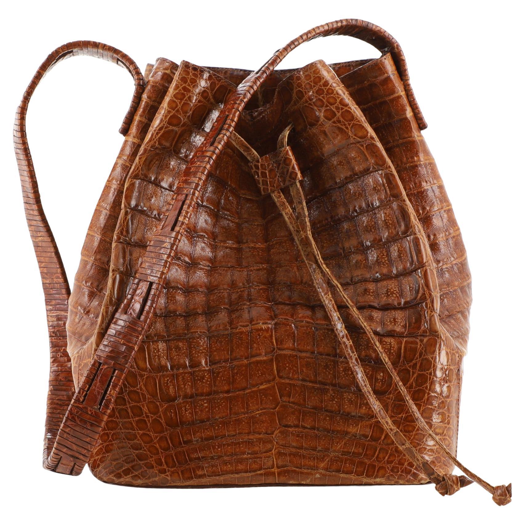 Nancy Gonzalez - Brown Crocodile Leather Structured Handbag