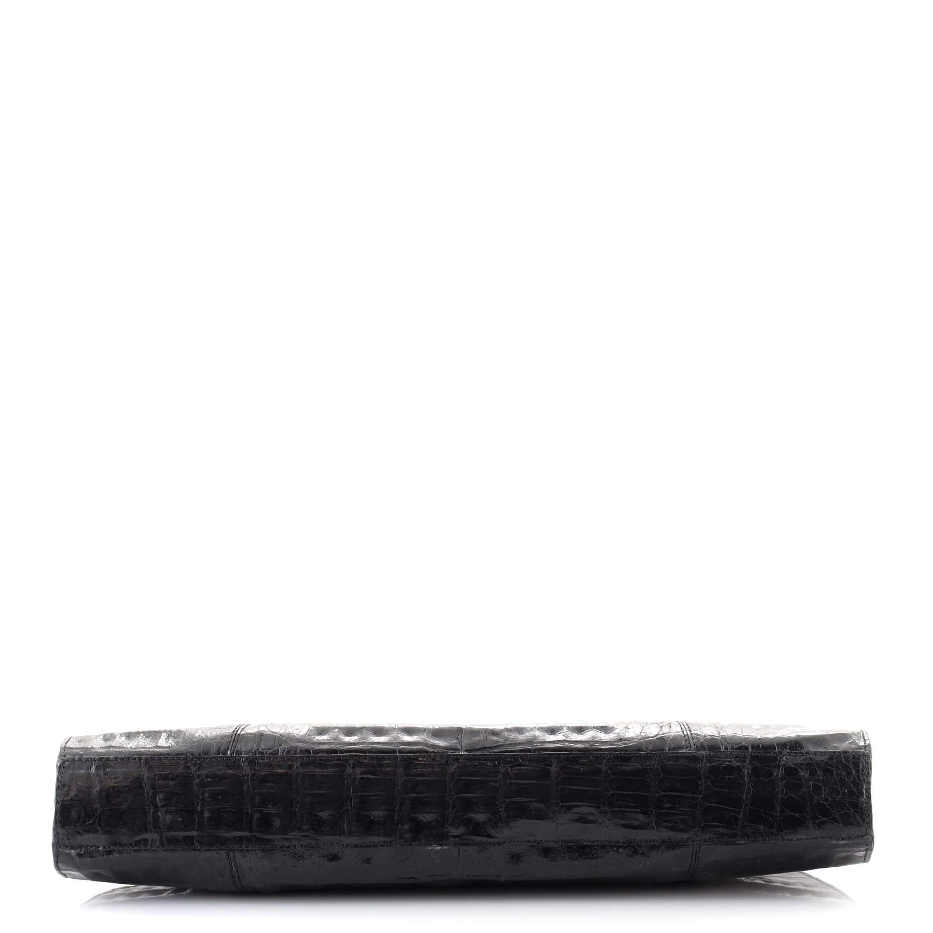 Black Nancy Gonzalez Frame Clutch Crocodile Long