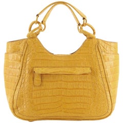 Nancy Gonzalez Front Zip Pocket Tote Crocodile Large