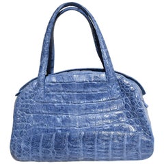 Vintage Nancy Gonzalez Genuine Crocodile Blueberry Tinted Leather Bag