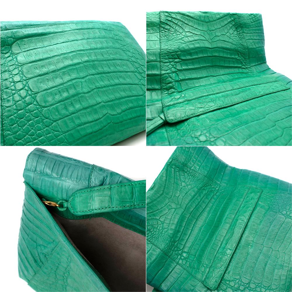 Nancy Gonzalez Green Crocodile Leather Flap Bag For Sale 6