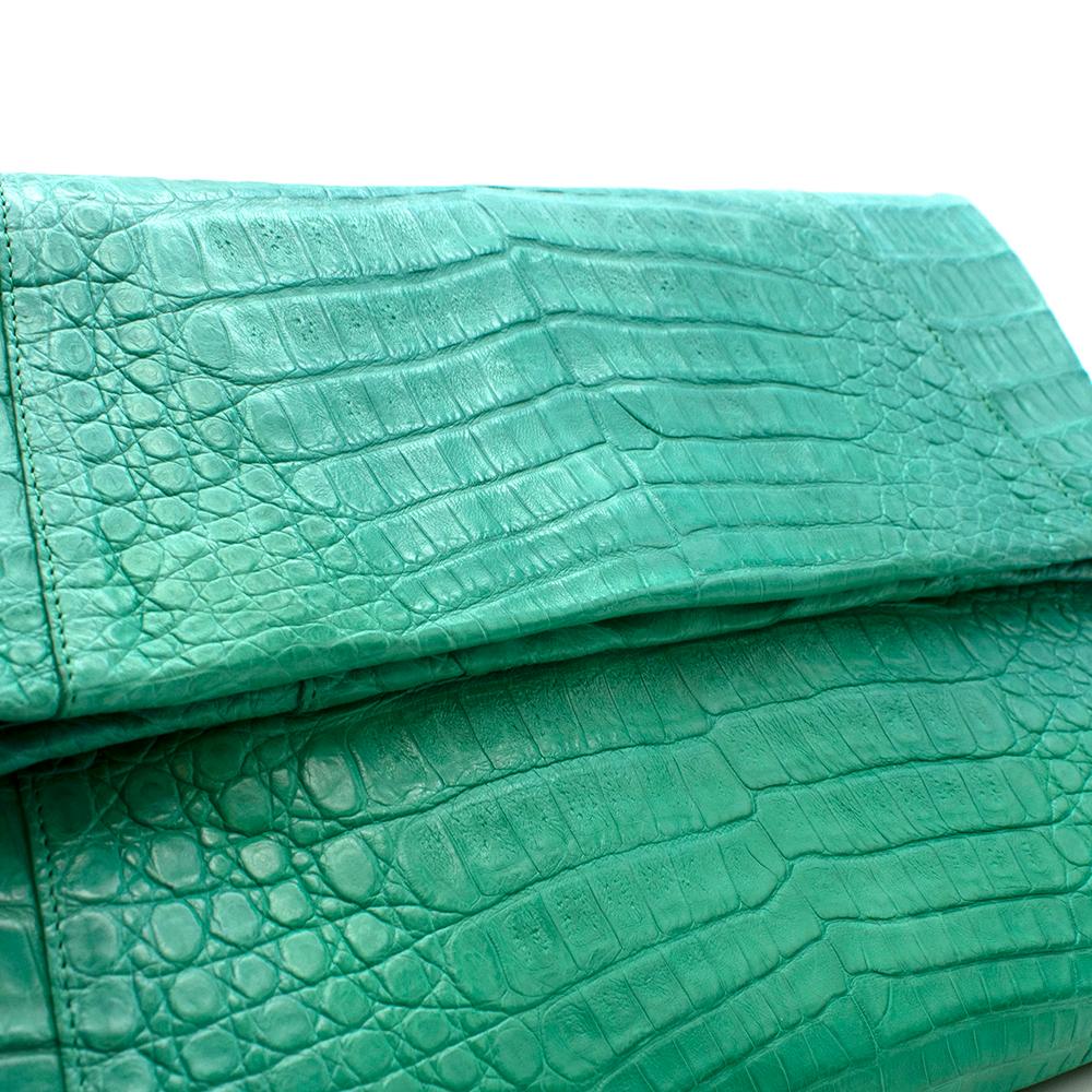 Nancy Gonzalez Green Crocodile Leather Flap Bag In Excellent Condition For Sale In London, GB