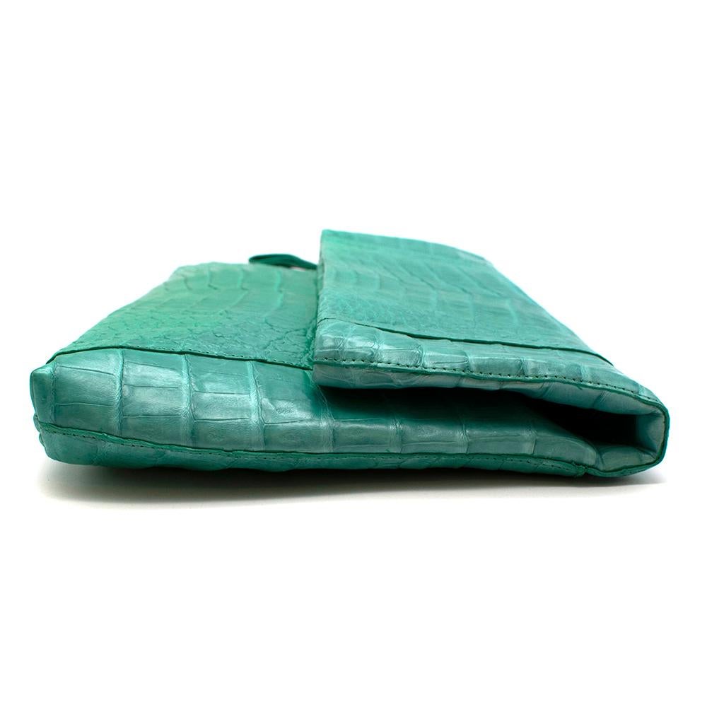 Women's or Men's Nancy Gonzalez Green Crocodile Leather Flap Bag For Sale