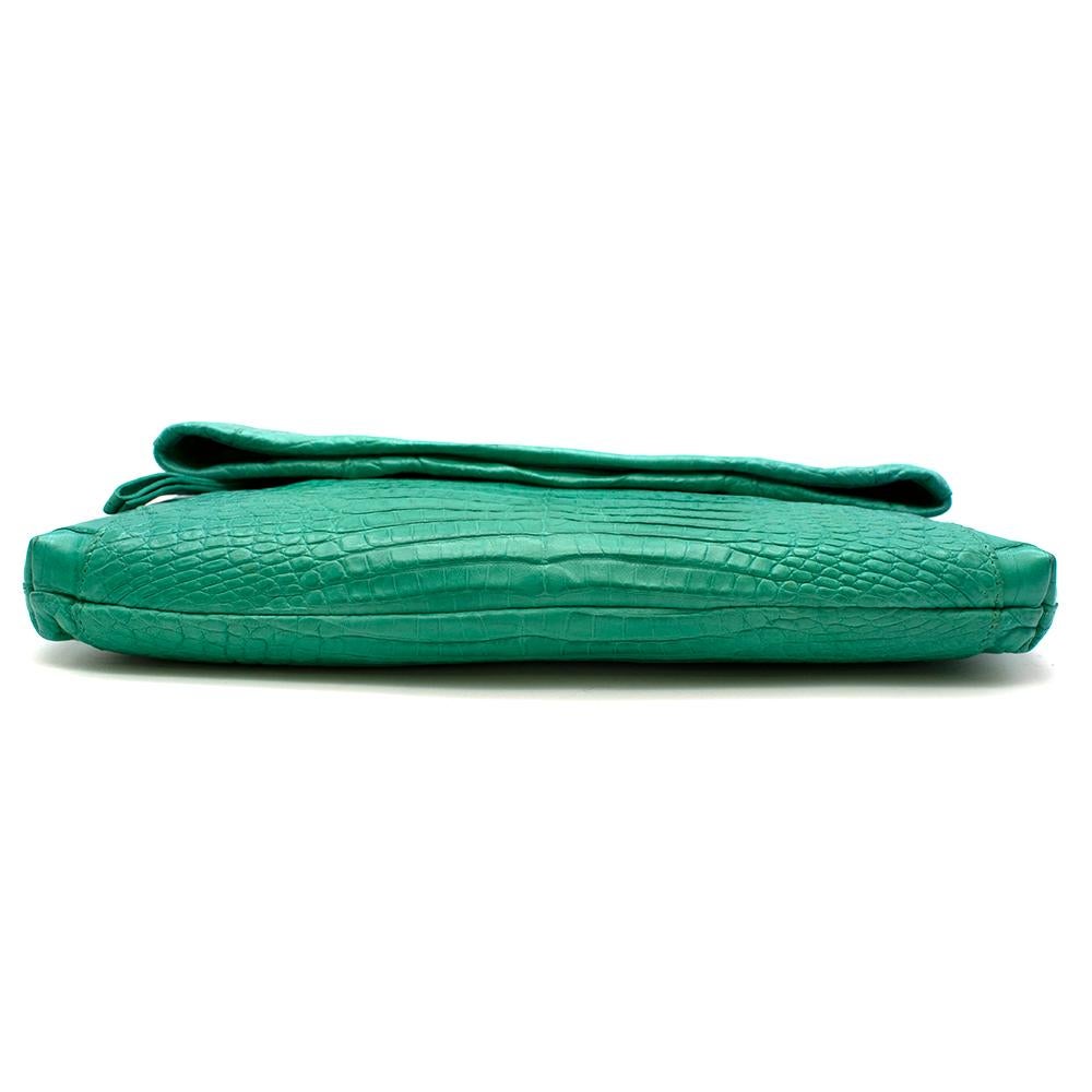 Nancy Gonzalez Green Crocodile Leather Flap Bag For Sale 1