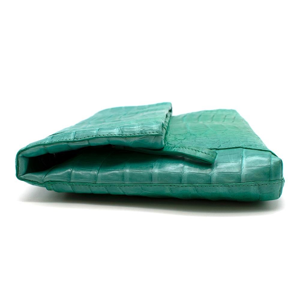 Nancy Gonzalez Green Crocodile Leather Flap Bag In Excellent Condition For Sale In London, GB
