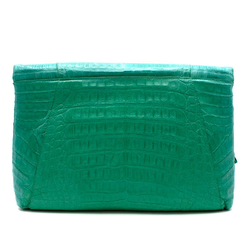 Nancy Gonzalez Green Crocodile Leather Flap Bag For Sale 3