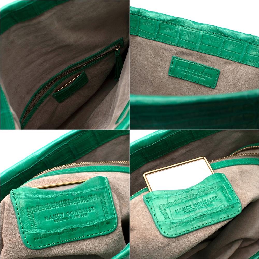 Nancy Gonzalez Green Crocodile Leather Flap Bag For Sale 2