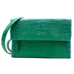 Nancy Gonzalez Green Crocodile Leather Flap Bag