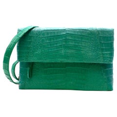 Nancy Gonzalez Green Crocodile Leather Flap Bag
