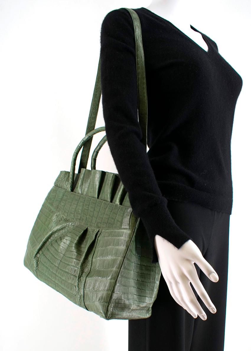 Black Nancy Gonzalez Green Crocodile Tote Bag For Sale