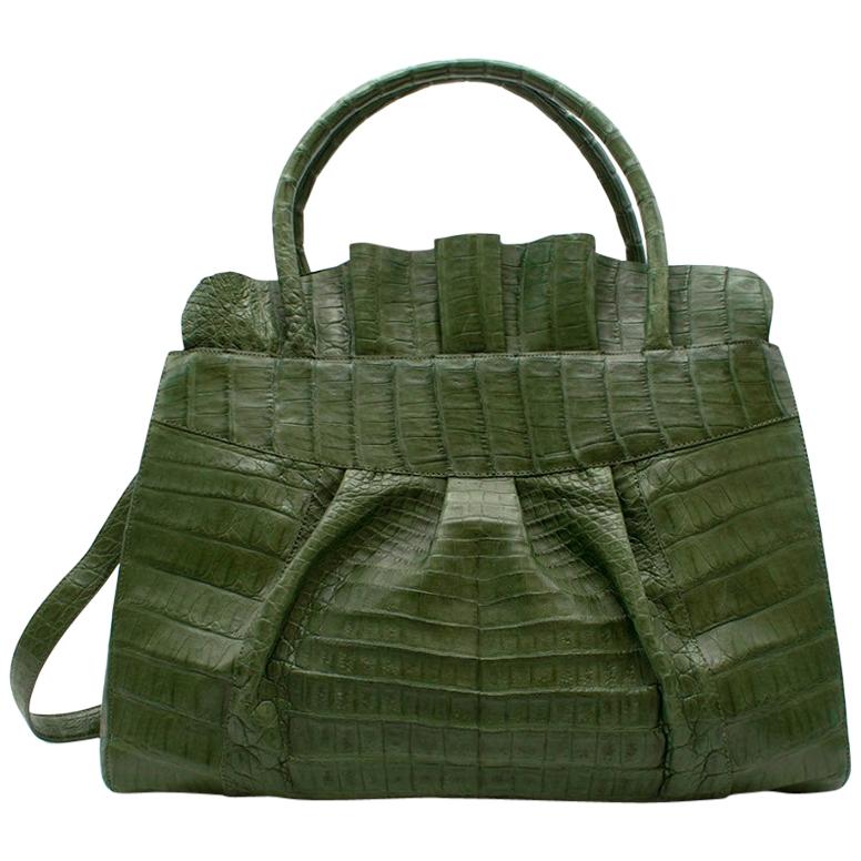 Nancy Gonzalez Green Crocodile Tote Bag For Sale