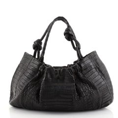 Nancy Gonzalez Knot Shoulder Bag Pleated Crocodile Large