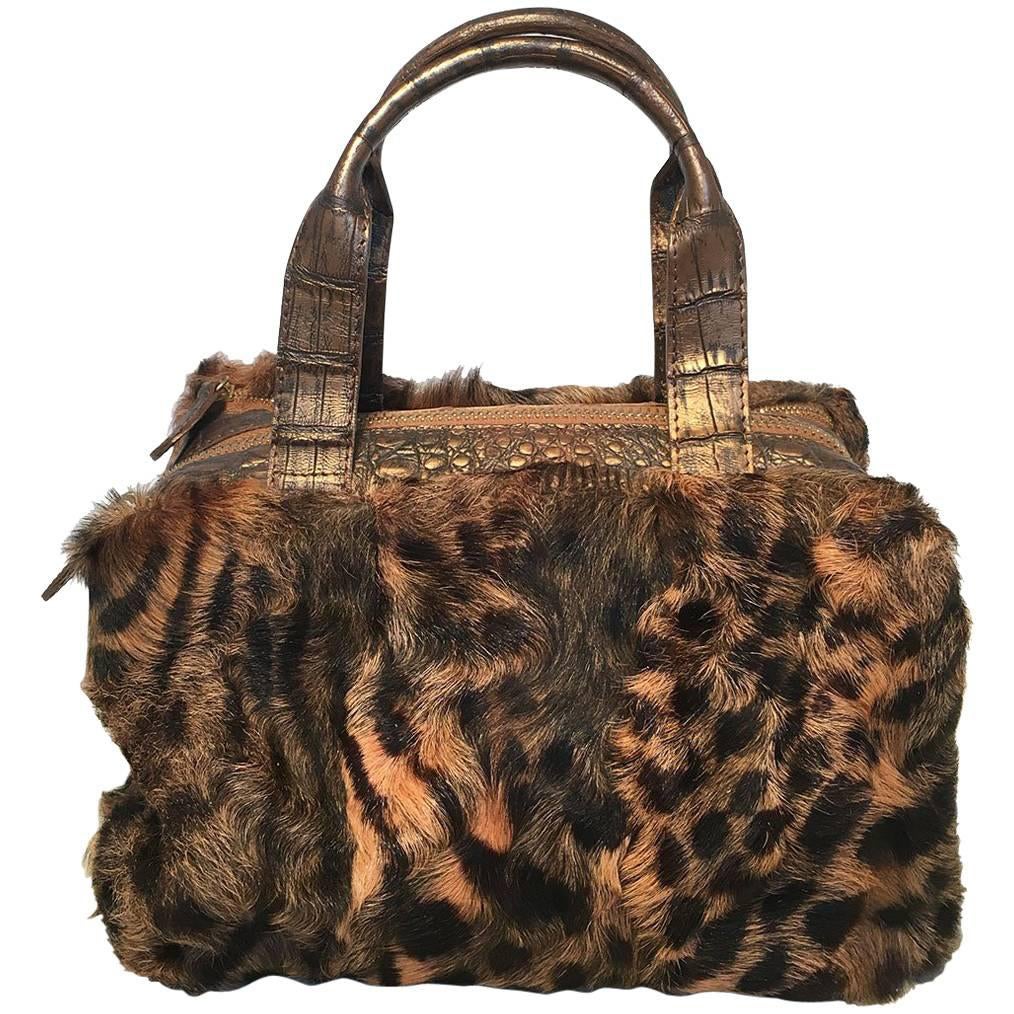 Nancy Gonzalez Bolso de piel de leopardo y cocodrilo en venta
