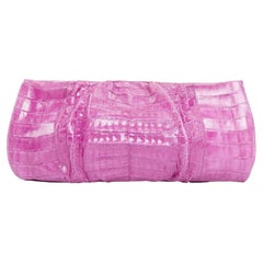 NANCY GONZALEZ magenta scaled leather pleated long evening clutch bag
