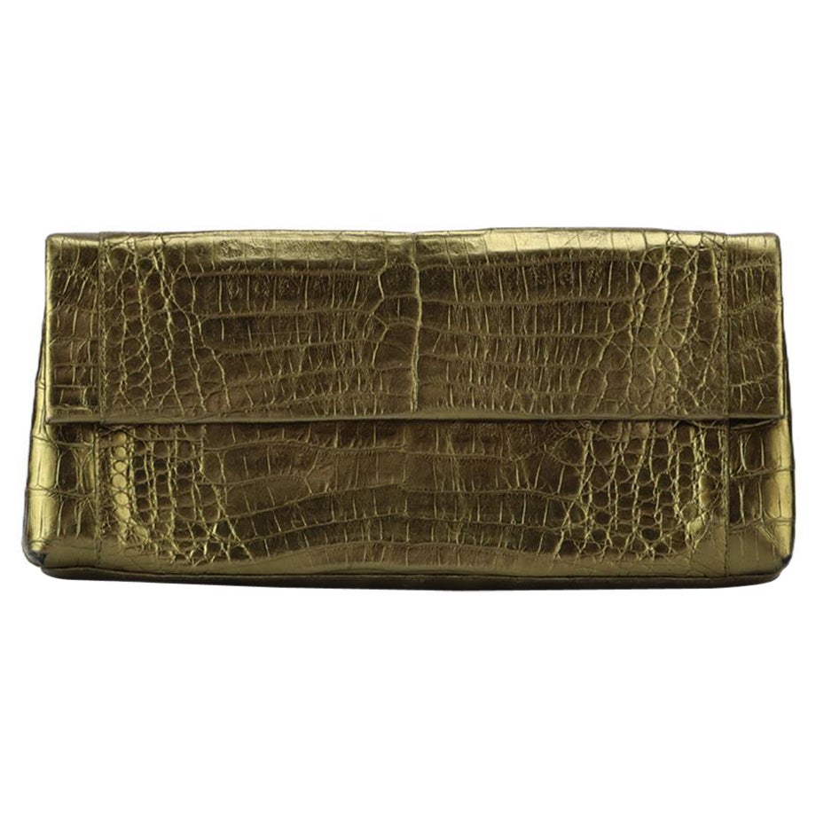 Nancy Gonzalez Metallic Crocodile Clutch