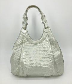 Nancy Gonzalez Pearl White Crocodile Shoulder Bag