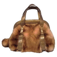 Nancy Gonzalez Pink Mink Crocodile Handbag, 21st Century