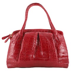 Nancy Gonzalez Pleated ZIp Tote Crocodile Medium