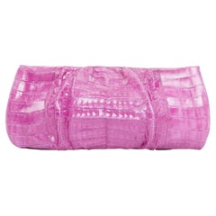 NANCY GONZALEZ purple scaled leather pleated magnet long evening clutch bag