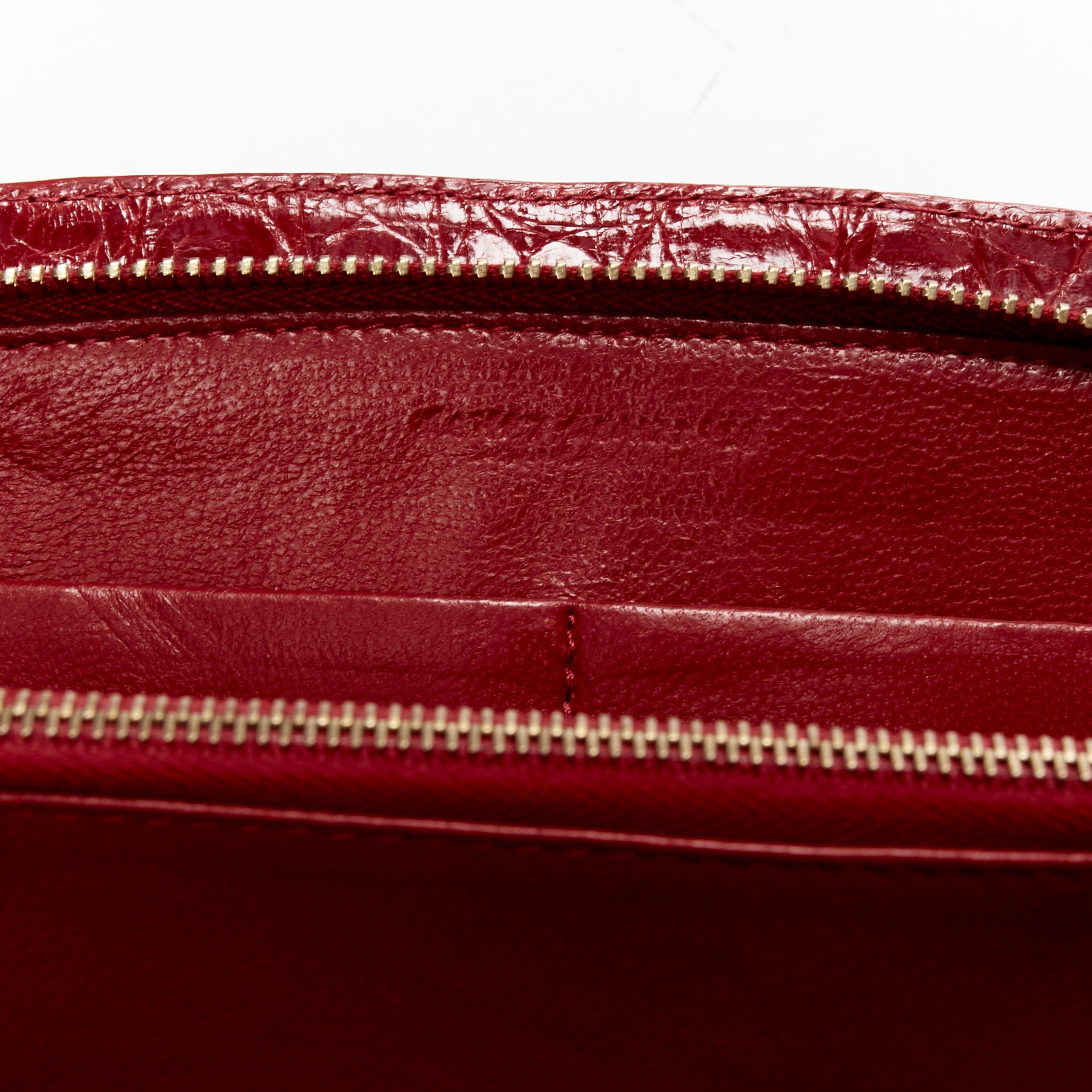NANCY GONZALEZ red croc scaled leather luxe zip around clutch bag wallet 3