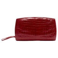 NANCY GONZALEZ Rote Krokodil-Ledertasche mit luxuriösem Reißverschluss um die Clutch