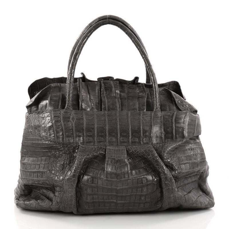 Nancy Gonzalez Ruffle Convertible Tote Crocodile Large In Good Condition In NY, NY