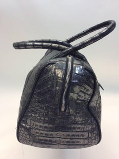 Nancy Gonzalez Silver Metallic Crocodile Handbag