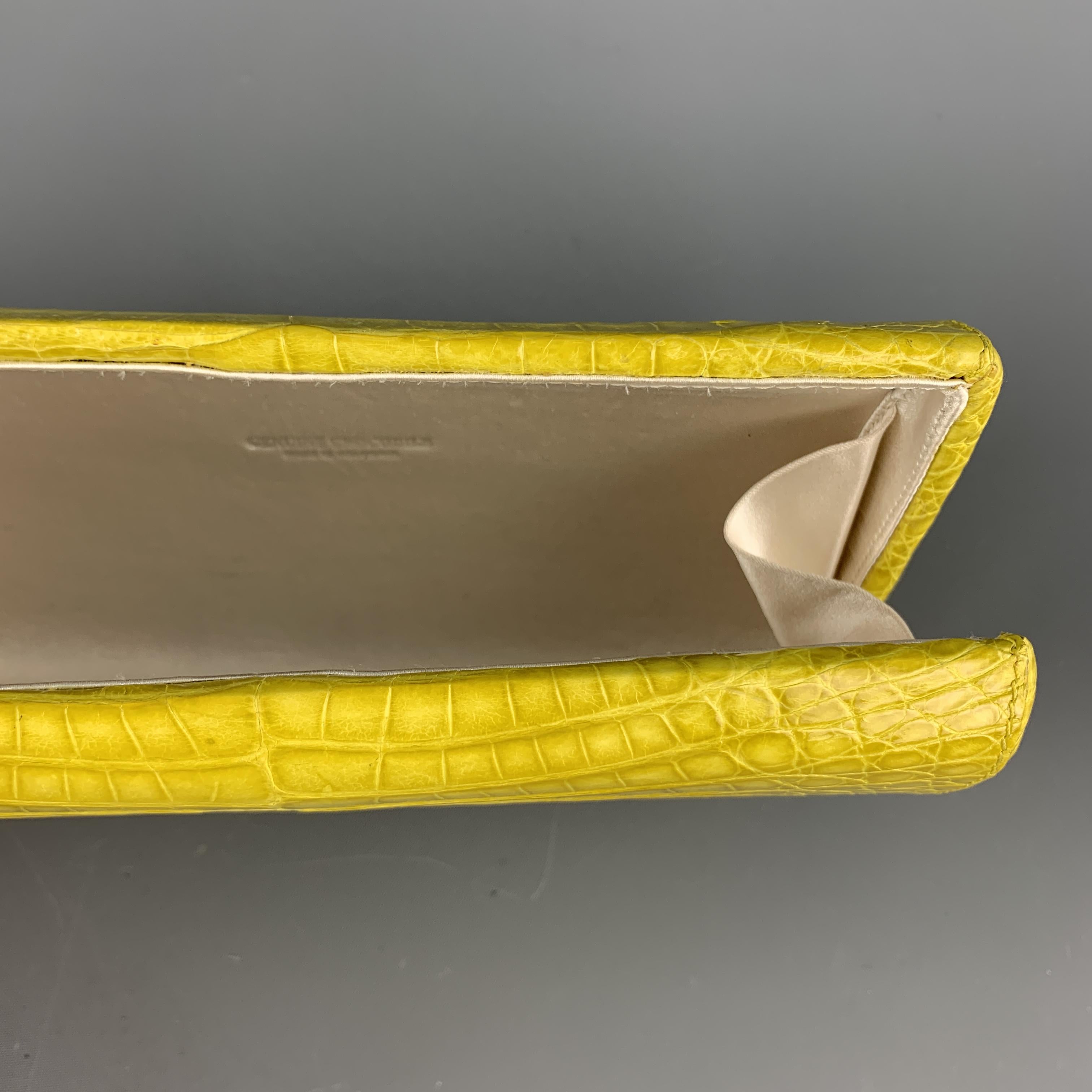 Women's NANCY GONZALEZ Yellow Crocodile Clutch Handbag